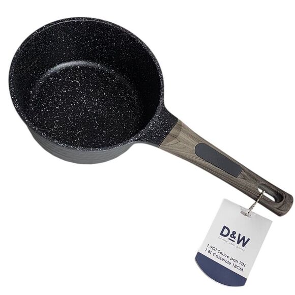 D&W Premium Cookware 7in Saucepan Casserole with Lid Charcoal Aluminum 1.9QT - Picture 8 of 15